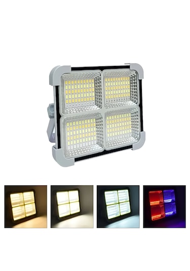 Cata Ct-4698 Solar Projektör 200w Şarjlı Led Projektör Ip65 3 Renk Modlu Dimmerli Işık