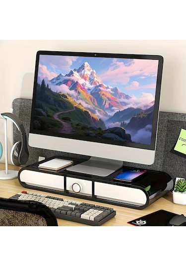 Honeybeeshop Çekmeceli Monitör Yükseltici Masaüstü Organizatör Dayanıklı Çok Bölmeli Ofis Ve Ev Aksesuarı