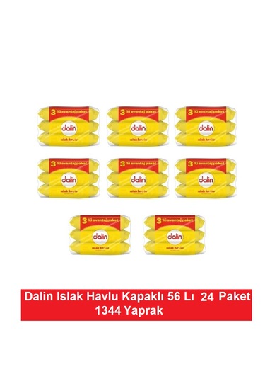 Dalin Islak Havlu Kapaklı 56 Lı X 24 Paket 1344 Yaprak