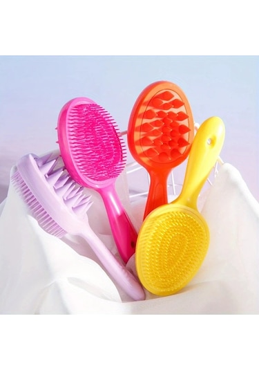 Elmpaly Kutu Paket Turuncu Uzun Saplı Yumuşak Fırçalı Çift Yüz Şampuan Fırçası