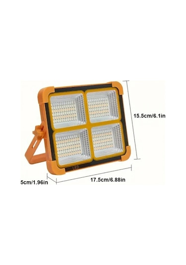 4'lü Set Solar Kamp Projektörü - 12000 Mah Powerbank Özellikli, Çakar Modlu Sarı