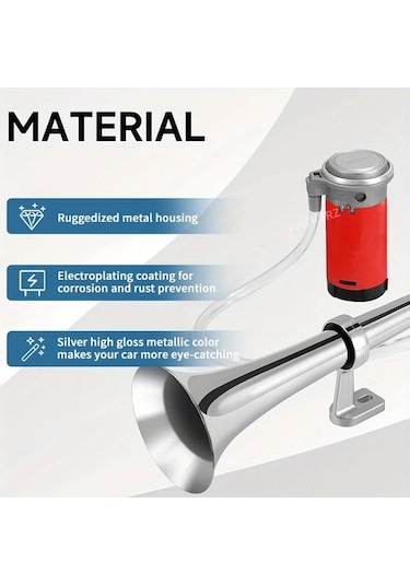 Xuweiwei Aazrzrz Yüksek Sesli 116db Krom Çinko 12v Hava Kornası Kiti Kamyonlar İçin