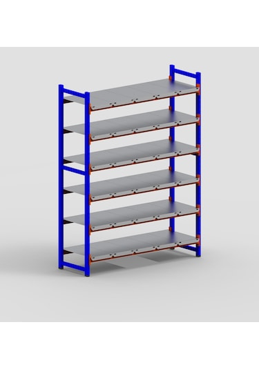 6 Katlı Depo Rafı - 300-350 Kg Taşıma Kapasiteli Hafif Rack Raf 50x90x200 Cm Metalik