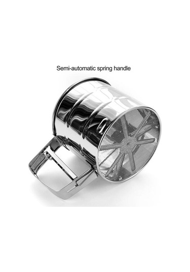 Pişirme Un Elek Çift Katmanlı İnce Örgü Pudra Şekeri Çalkalayıcı Duster El Paslanmaz Çelik Elek Pişirme Kek Un Elek Aracı Mutfak Malzemeleri Gümüş