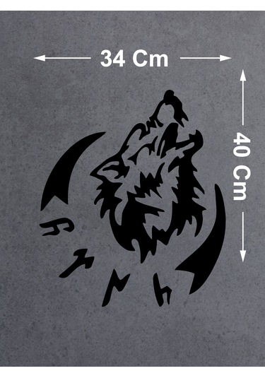 Kurt Ve Göktürkçe Türk Yazısı Gökbörü Sticker - Araba Oto Motosiklet Karavan Pickup Sticker 00758 40x34 Cm