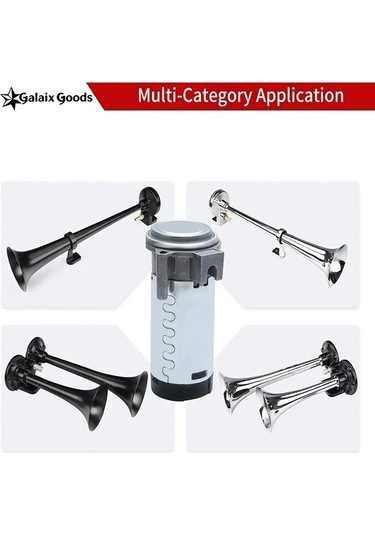 Pazly Wangxi 12v Kompakt Hava Kompresörü, Araba, Kamyon, Tekne Çanları İçin Dayanıklı Krom Kaplı Çinko Alaşımlı, Süper Sesli, 36v