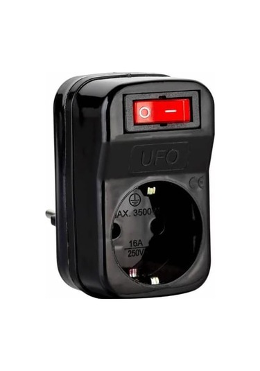 Tekli Akım Korumalı Anahtarlı Priz 16a 250v, Max 3500w Aşırı Yük Koruması Siyah