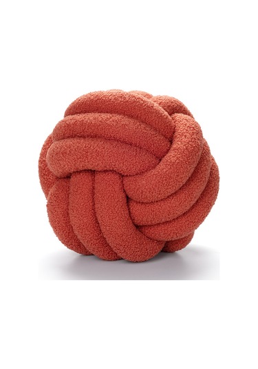 Düğümlü Top Atmak Yastık Kuzu Yün Rulo Kanepe Atmak Yastık 28cm-7 Ekru