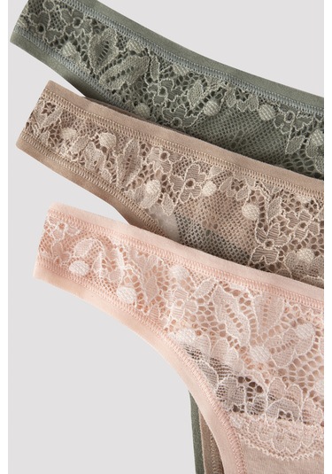 Penti Fresh Spring Dantelli 3lü Tanga Külot Çok Renkli Çok Renkli