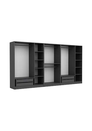 Kale 8 Kapaklı 4 Çekmeceli Dolap Antrasit Dore 210cm Çok Renkli