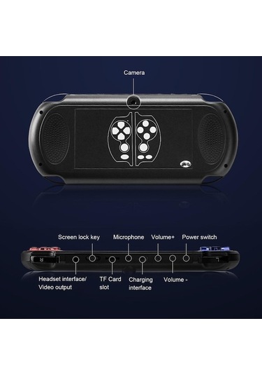 Bloomnest 5.1 İnç X7 Plus Taşınabilir Oyun Konsolu, 8 Gb Bellek, 1000 Oyun, Çift Salıncak, Mp5 Oyun Cihazı