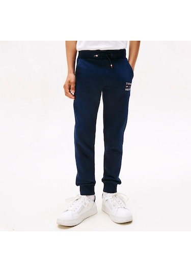 Tommy Hilfiger Cuffed Leg Logo Çocuk Siyah Eşofman Altı Kb0kb09559 Siyah
