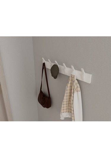 Hepsi3boyutlu Modern Duvar & Kapı Kanca Askılık - 6 Adet Beyaz Kanca Askılık - Model No : 3 Beyaz