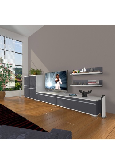 Decoraktiv Eko On Mdf Std Tv Ünitesi Tv Sehpası Beyaz - Antrasit