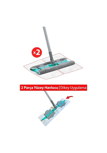 Smarter Magıc Mop + 3 Yedek Mop Paspas Mandallı Yüzey Temizlik Havlusu Bezi Uyumlu