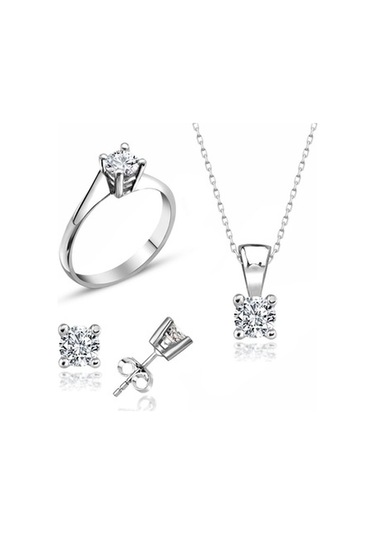 Sertifikalı Swarovski 3 Mm Tektaş 925 Gümüş Set Takım