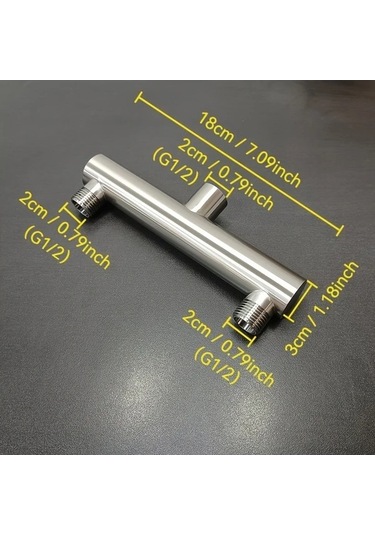 Fastbuy Siyah Paslanmaz Çelik Duş Kolu - Çift Çıkış Bağlantı - Dayanıklı Evrensel Banyo Aksesuarı Siyah