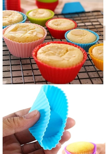 Silikon Muffin Kalıbı - Sürekli Kullanım Muffin Kek Kalıbı 6 Adet Renkli