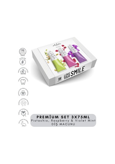 Ohlala Pistachio, Raspberry & Violet Mint Premium Set 3 X 75 Ml Diş Macunu
