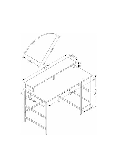 Minarmobilya Minar Greta Çalışma Masası Modül2 - Mat Siyah