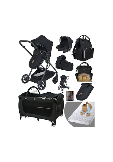 Baby Home Yeni Doğan Full 9 In 1 Set 1010 Travel Sistem Bebek Arabası 560 Bebek Oyun Parkı Yatak Beşik