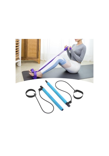 Suntek 2 Bölüm Pilates Bar Egzersiz Çubuğu Güç Mavi Mavi