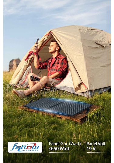 Fellow 50w Katlanabilir Çanta Tipi Solar Güneş Panel Seti + Power
