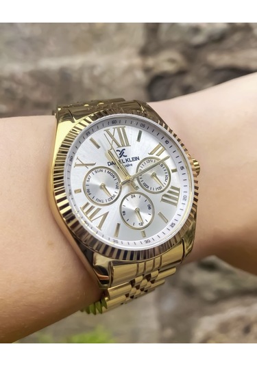 Daniel Klein Dke.1.10847-2 Exclusive Tüm Fonksiyonlar Aktif 3 Atm Suya Dayanıklı Altın Renk Kadın Kol Saati Altın