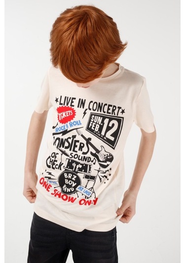 Brz Kids Baskılı Erkek Çocuk Kısa Kollu T-Shirt Somon