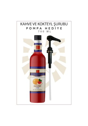 Simonelli Kahve ve Kokteyl Şurubu Greyfurt Aromalı 700 ML + Pompa