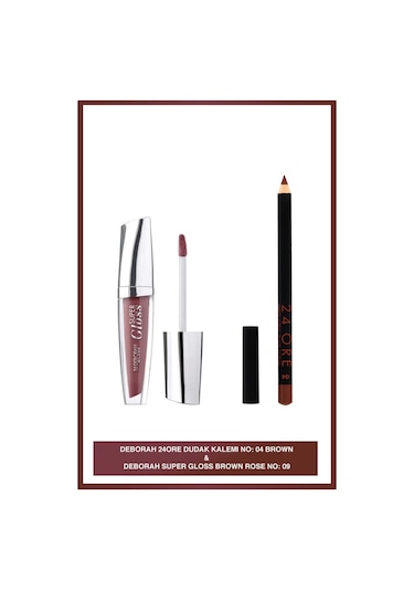 09 Super Gloss + Deborah 24 Ore Dudak Kalemi No : 4 Brown Diğer