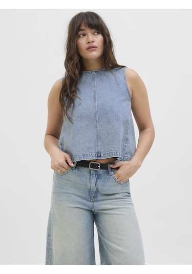 Jack & Jones Kadın Sirt Detayli Denim Bluz - Dora - 12277036 Light Blue Denim