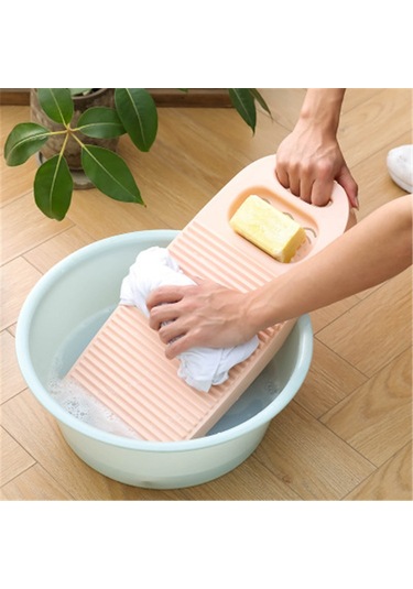 Symbee Ev İçi Kullanıma Uygun Plastik Kayık Tahtası - Hafif Pembe, Kaymaz Tabla, Evde Çamaşır Yıkama Araçları, Dayanıklı Materyal Pembe