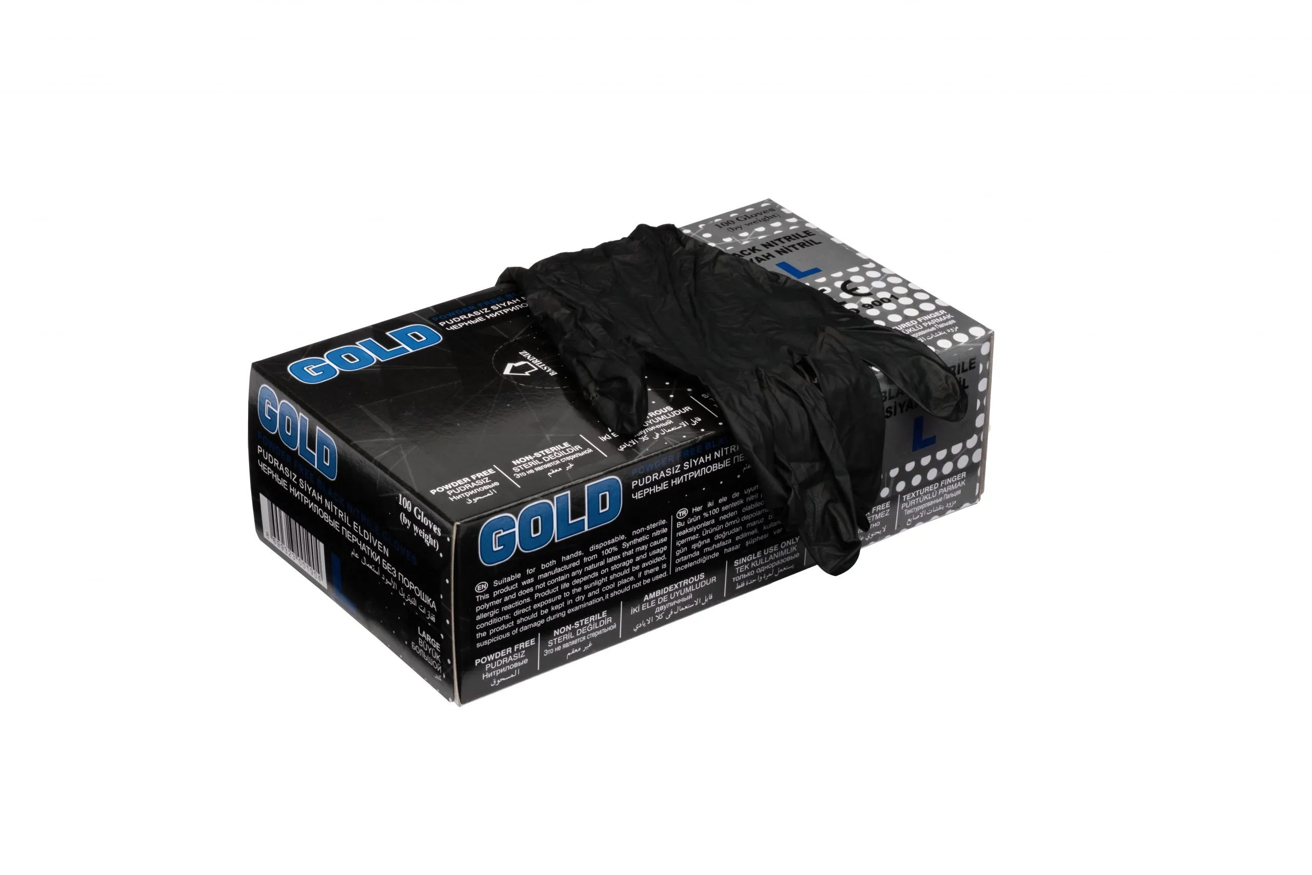 Gold Siyah Nitril Eldiven Large L