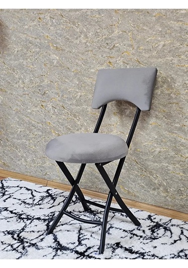 Siyah Boyalı Katlanır Tabure - Kamp Sandalyesi - Sandalye - Mutfa Çok Renki