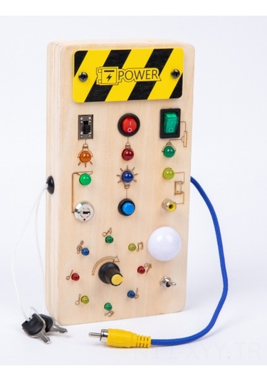 Yaleker Çocuklar İçin Eğitici Ahşap Led Anahtarlı Oyun Tahtası - Pratik Ve Eğlenceli