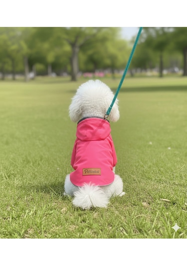 Kedi - Köpek Kıyafeti Kapşonlu Pembe Yağmurluk & Mont