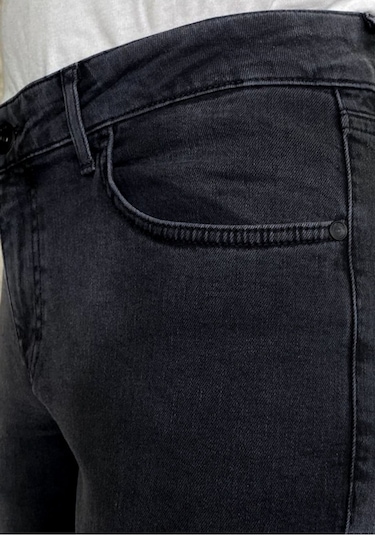 Erkek Siyah Taşlamalı Slim Fit Jean Pantolon (492166754)