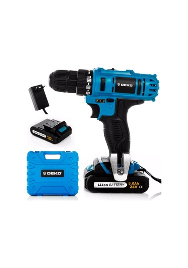 Deko 24V 5 Ah Li-ion Çift Akülü Darbesiz Matkap Vidalama