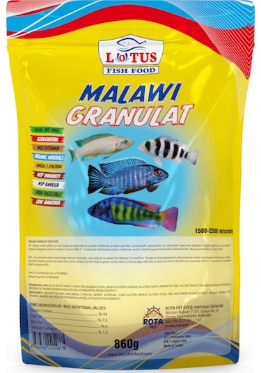 Lotus Malawi Granulat Ciklet Protein 860 G Poşet Balık Yemi