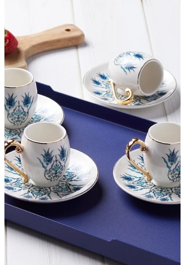 Karaca  İznik 6 Kişilik Kahve Fincan Takımı 80 ml