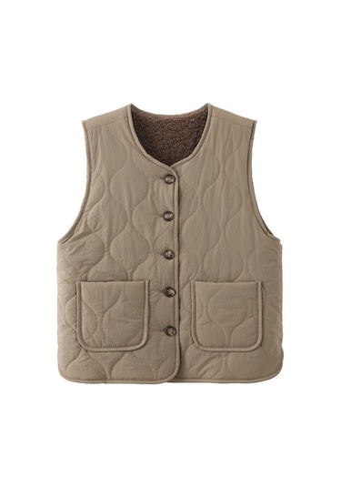 Snapbuy Kadın Yelek, Çift Taraflı Kullanım Kahve