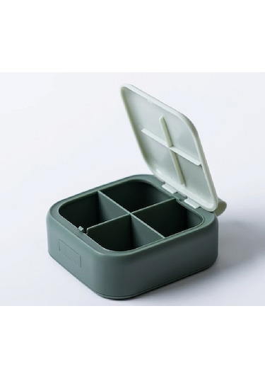 Ditmo Kapaklı 4 Bölmeli Taşınabilir Yeşil İlaç Kutusu Yeşil