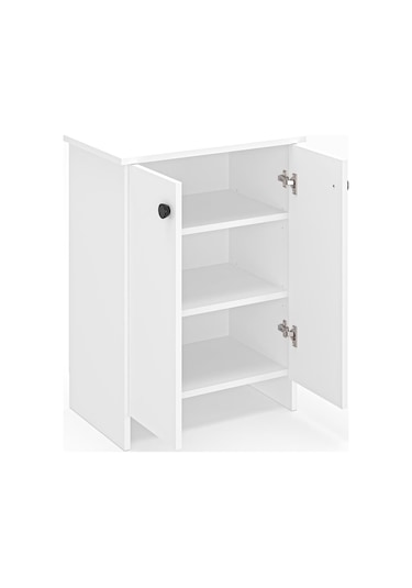 Dorta Mutfak Dolabı 2 Kapaklı 3 Raflı Kahve Köşesi Kiler Dolabı Beyaz Beyaz