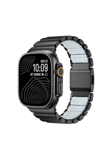 Watch 10 46mm Kordon Krd-151 Metal Silikon Kordon Siyah-mavi