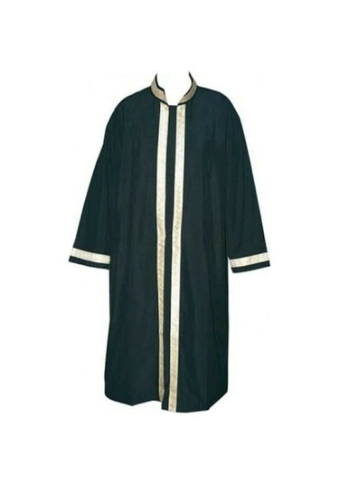 İşlemeli Sırmalı İmam Cübbesi - Siyah