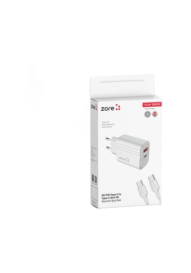 Alan Tech Play Serisi Pl07 Type-c To Type-c 2in1 Pd Seyahat Şarj Aleti 20w - Beyaz Beyaz