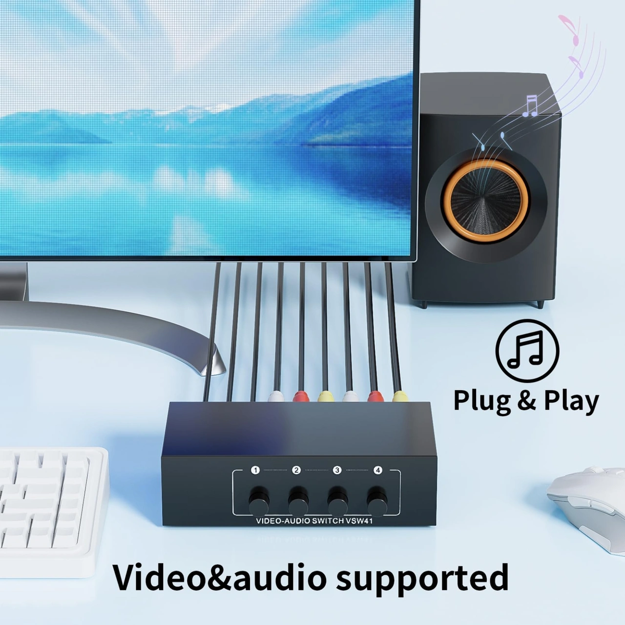 Sones Vsw41 Av 4 Girişli 1 Çıkışlı Rca Lotus Arayüz Ses Ve Video Anahtarı