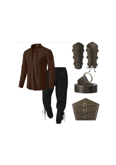 4 Parça Cadılar Bayramı Erkek Rönesans Kostüm Seti Ortaçağ