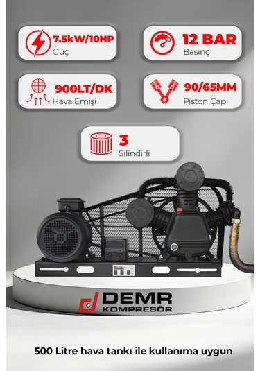 Kompresör Kafası 10 Hp Üç Piston 12 Bar Kafa Grubu Idk3090b